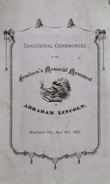 Cover of Inaugural ceremonies of the Freedmen's memorial monument to Abraham Lincoln