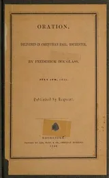 Cover of Oration delivered in Corinthian Hall, Rochester