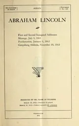 Cover of ...First and second inaugural addresses, message, July 5, 1861