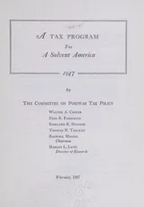 Cover of A Tax Program for Solvent America