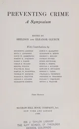 Cover of Preventing Crime A Symposium