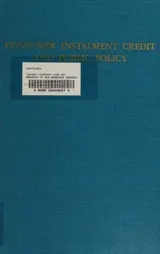 Cover of Consumer Instalment Credit and Public Policy