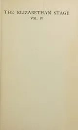 Cover of The Elizabethan Stage volume IV