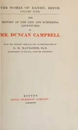 Cover of History of the Life and Adventures of Mr. Duncan Campell