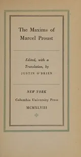 Cover of The Maxims of Marcel Proust