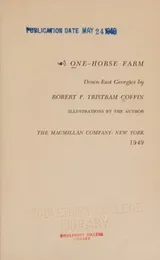 Cover of One-horse farm;