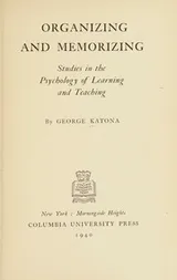 Cover of Organizing and memorizing