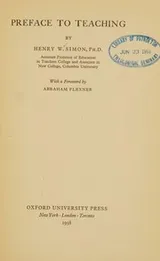 Cover of Preface to teaching