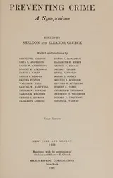 Cover of Preventing crime. A symposium.