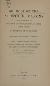 Cover of Sources of the Apostolic canons