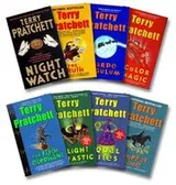Cover of Pratchett Fiction Collection Eight-Book Set (Night Watch, Truth, Carpe Jugulum, Color of Magic, Fifth Elephant, Light Fantastic, Equal Rights, Thief of Time)