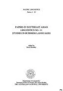 Cover of Studies in Burmese languages