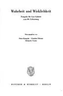 Cover of Wahrheit und Wirklichkeit
