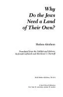 Cover of Why do the Jews need a land of their own?