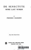 Cover of De senectute: more last words