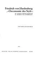 Cover of Friedrich von Hardenberg "Oeconomie des Styls"