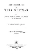 Cover of Reminiscences of Walt Whitman