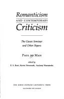 Cover of Romanticism and contemporary criticism