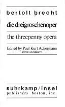 Cover of Die Dreigroschenoper:= The Threepenny Opera