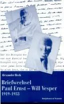 Cover of Briefwechsel Paul Ernst - Will Vesper 1919 - 1933