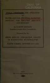 Cover of Public ownership and operation of water and rail terminal facilities produce the greatest dispatch and economy