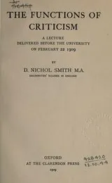 Cover of The functions of criticism