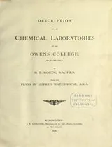 Cover of Description of the chemical laboratories at the Owens college, Manchester