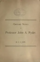 Cover of Obituary notice of Professor John A. Ryder