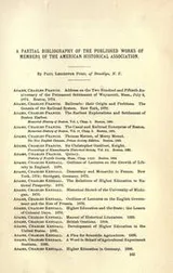 Cover of A partial bibliography of the published works of members of the American Historical Association