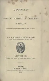 Cover of Lectures on the present position of Catholics in England