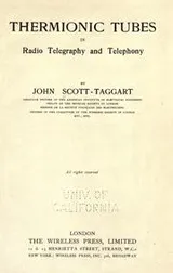 Cover of Thermionic tubes in radio telegraphy and telephony
