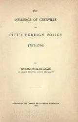 Cover of The influence of Grenville on Pitt's foreign policy, 1787-1798