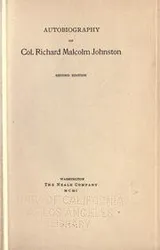 Cover of Autobiography of Col. Richard Malcolm Johnston
