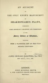 Cover of An account of the only known manuscript of Shakespeare's plays