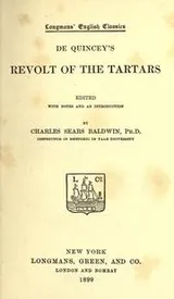 Cover of De Quincey's Revolt of the Tartars
