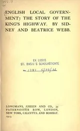 Cover of English local government: The story of the king's highway