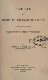 Cover of Papers on literary and philosophical subjects