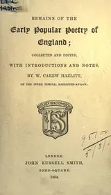 Cover of Remains of the Early Popular Poetry of England