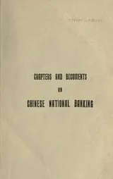Cover of Chapters and documents on Chinese national banking