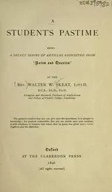Cover of A student's pastime