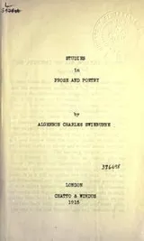 Cover of Studies in prose and poetry
