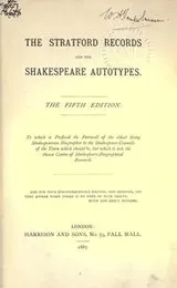 Cover of The Stratford records and the Shakespeare autotypes