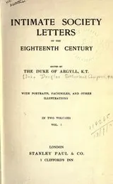 Cover of Intimate society letters of the eighteenth century