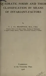 Cover of Quadratic forms and their classification by means of invariant-factors