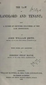 Cover of The law of landlord and tenant