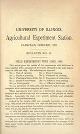 Cover of Field experiments with corn, 1890