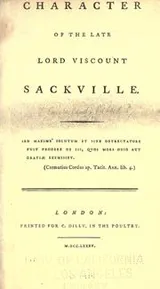 Cover of Character of the late Lord Viscount Sackville