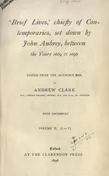 Cover of 'Brief lives,' chiefly of contemporaries