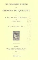 Cover of The uncollected writings of Thomas De Quincey