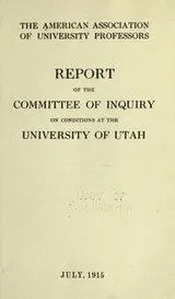 Cover of Report of the Committee of Inquiry on Conditions at the University of Utah